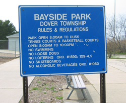 bayside park rules and regulations sign